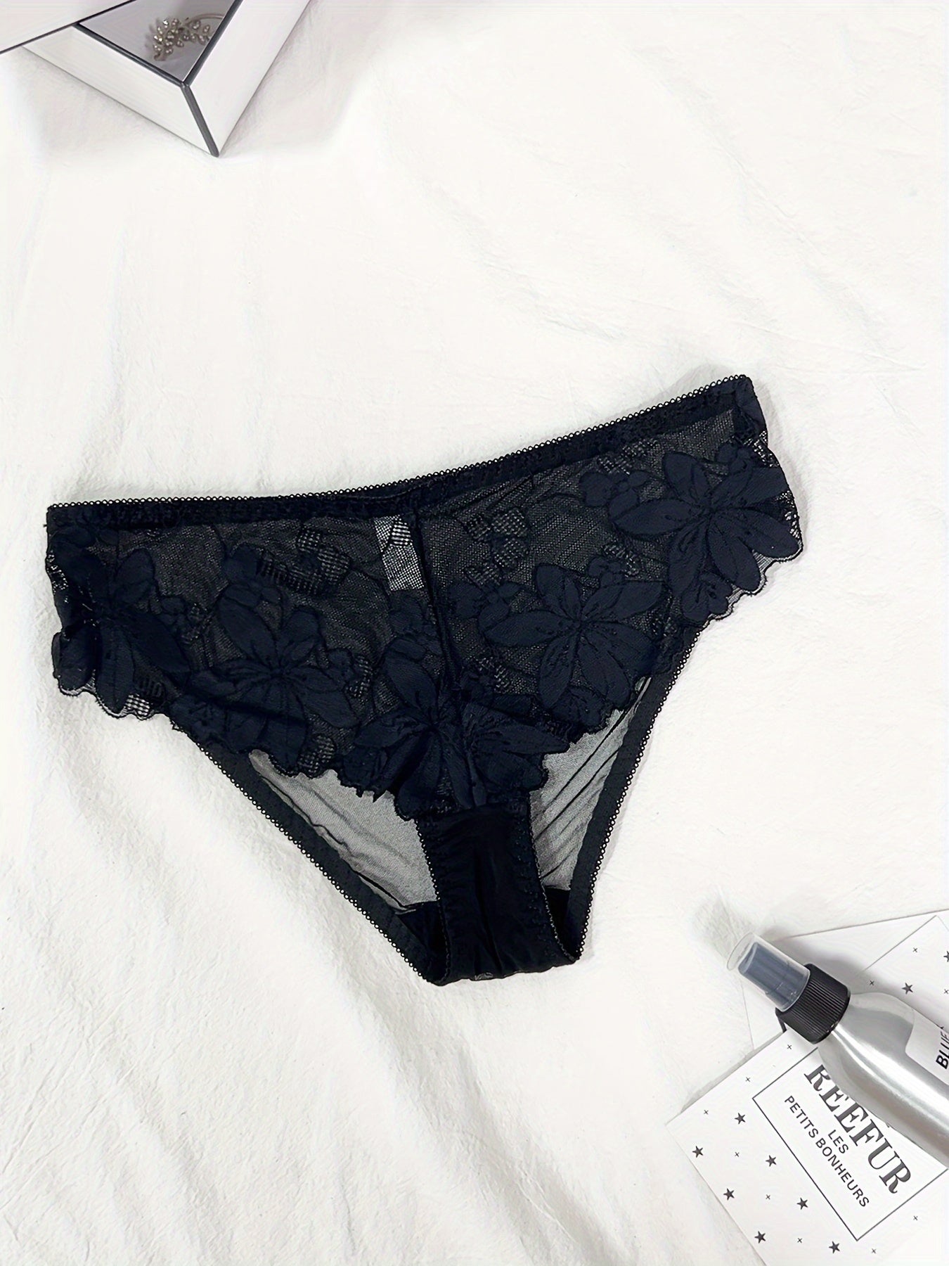 Women's Floral Embroidered Lingerie Set with Push-Up Bra and Thong