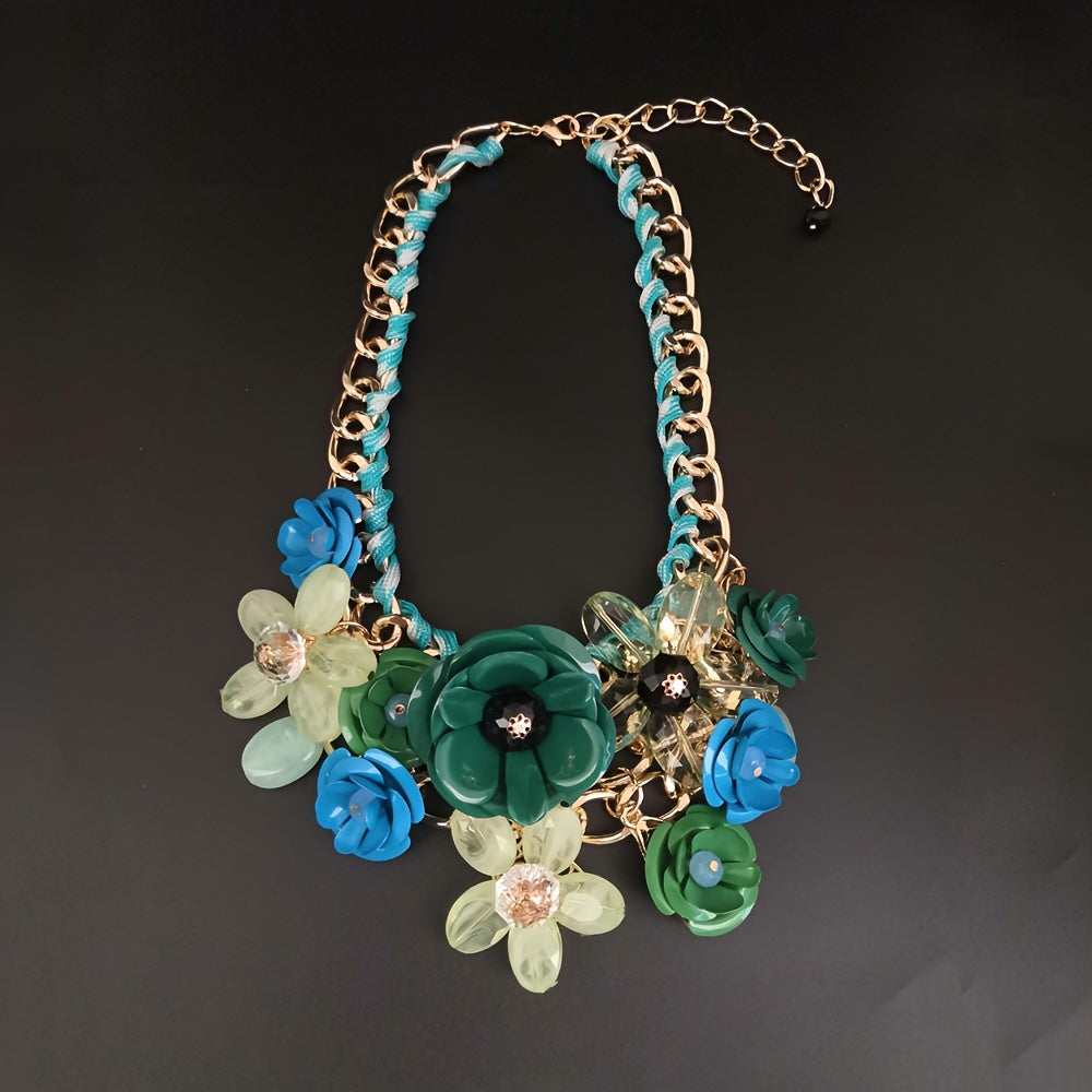 Collar con colgante floral bohemio para mujer, joyería elegante de declaración