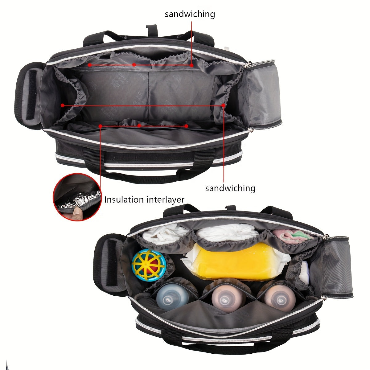 Waterproof Oxford Fabric Diaper Bag with Crossbody Strap for Travel and Storage