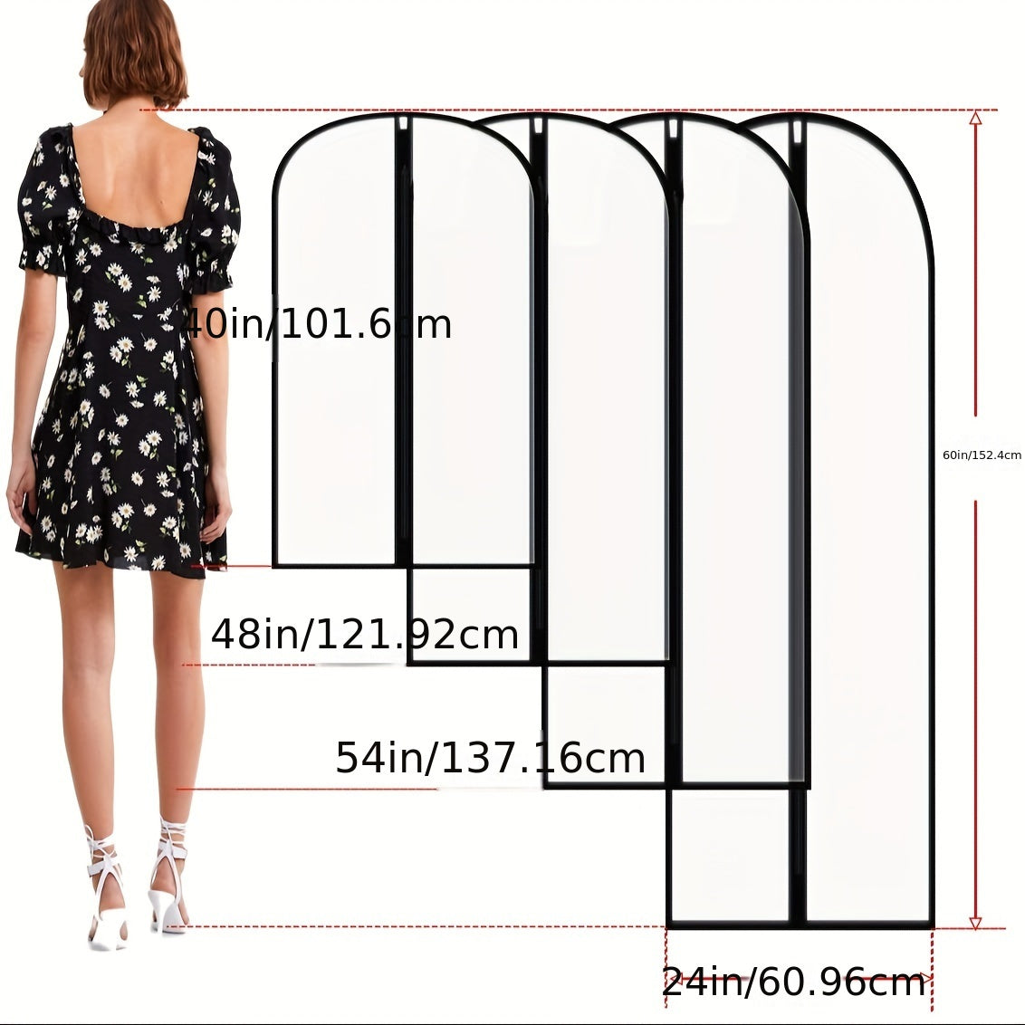 Set of 10 Plastic Garment Covers with Zipper Closure Dust-Proof Suit Bags for Closet Storage