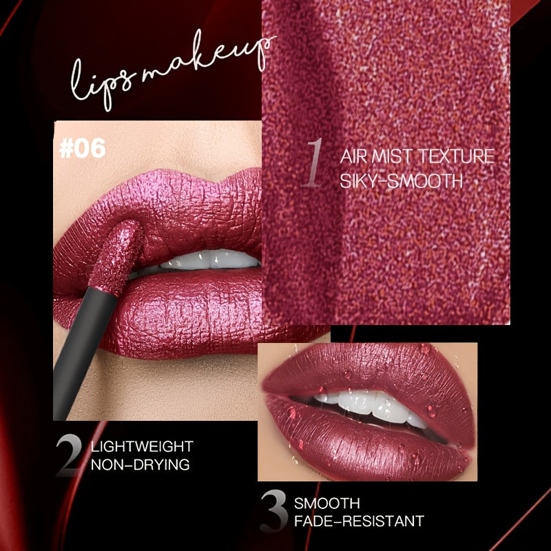 Женский металлический блеск для губ с высоким блеском, стойкий, не липкий