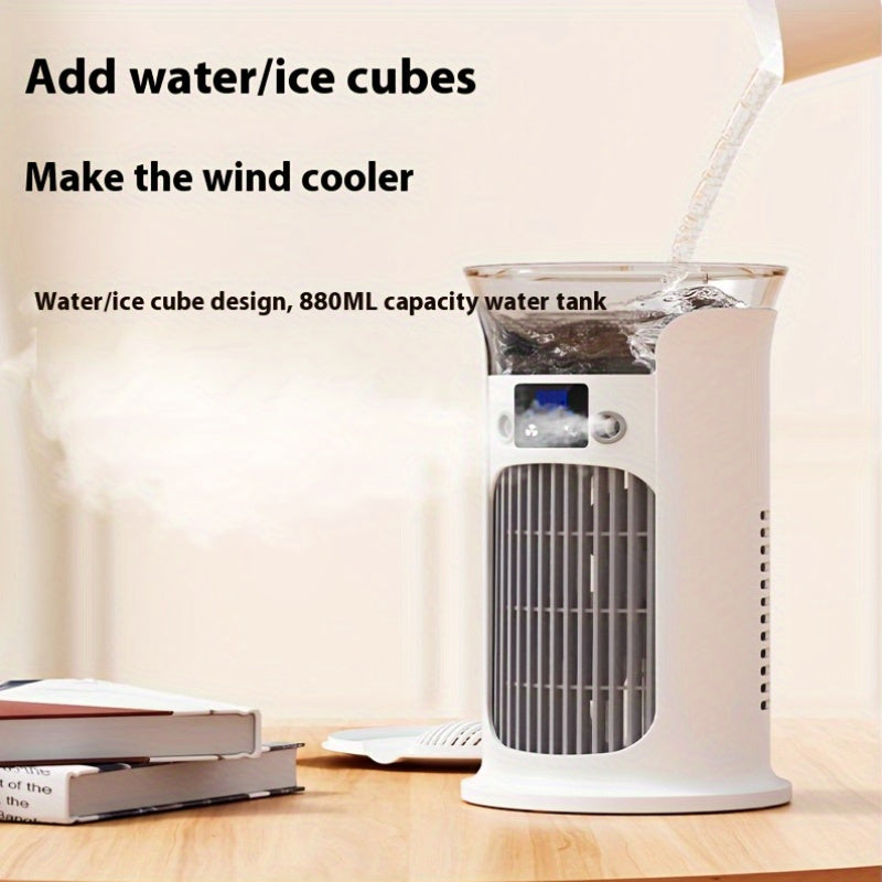 Portable USB Air Cooler Mini Desktop Humidifier Fan Quiet Compact Cooling for Home Office