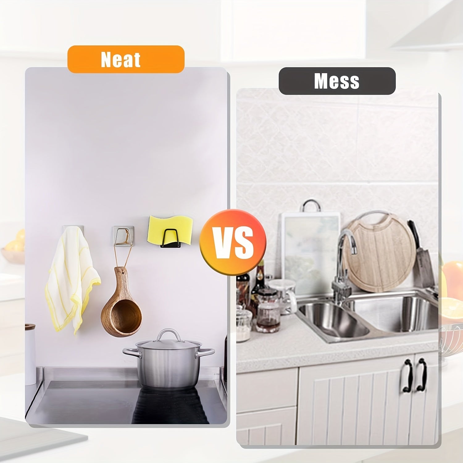 Stainless Steel Wall-Mounted Sponge Holder with Open Storage Waterproof Rust-Resistant
