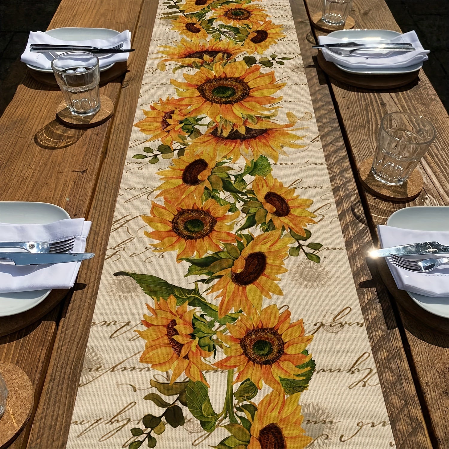 Caminador de mesa de girasol de otoño resistente al aceite y a las manchas para decoración de cocina y comedor