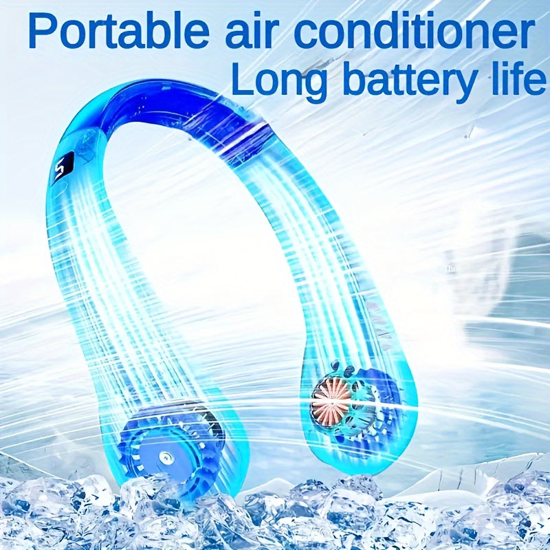 Portable Neck Fan with 5 Speeds, Digital Display, USB Rechargeable