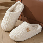 Winter Fleece-Lined House Slippers for Men and Women Solid Color TPR Sole