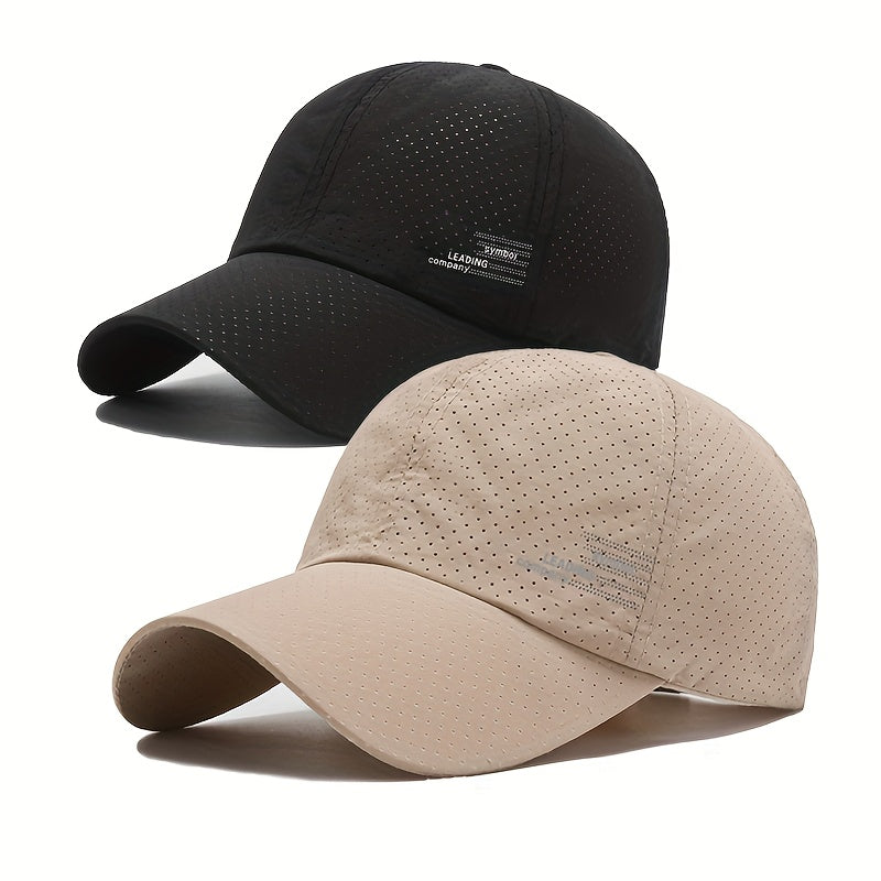 Unisex 2-Pack Quick-Dry Polyester Baseball Caps Sporty Alphabet Print for Spring Summer