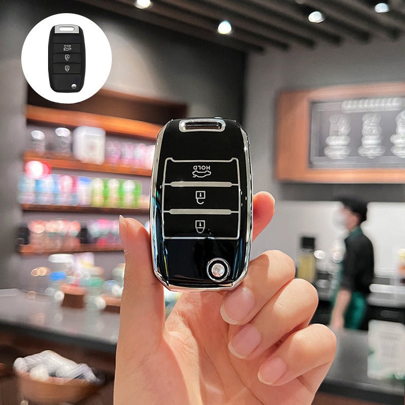 Universal TPU Flip Key Fob Cover With Keychain for Remote Car Keys