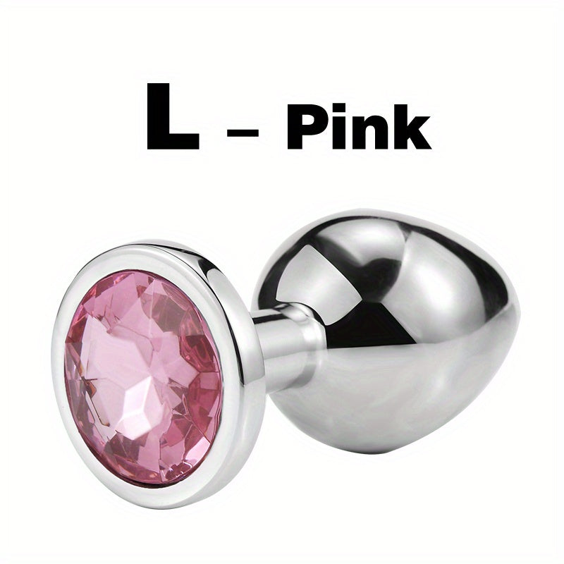 Adult Metal Anal Plug Butt Plug with Gem Base, Couples Sex Toy