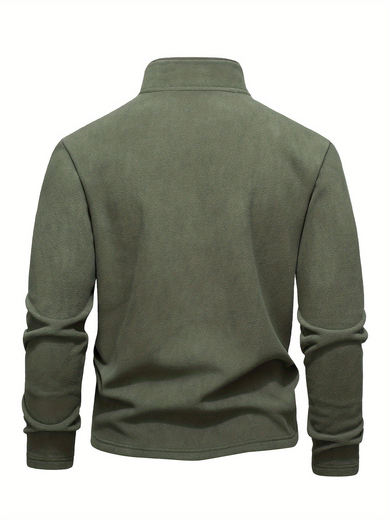 Men's Fleece Sweatshirt Half-Zip Stand-Up Collar Solid Color Outdoor Casual Wear