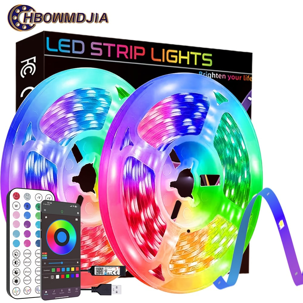 Tira de luces LED USB de 5V que cambia de color, sincronización con música, control remoto, para uso en interiores