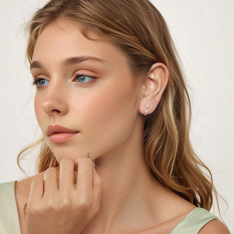 Sterling Silver Dangle Earrings with Glitter Zirconia for Women Suitable for Festivals and Parties