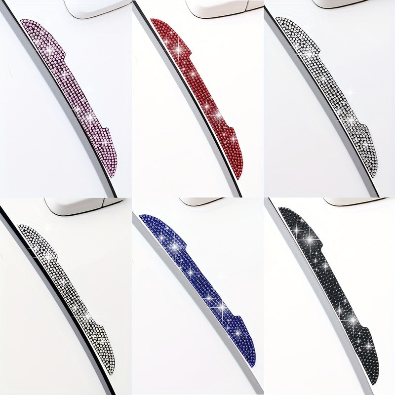 2pcs Car Door Edge Guards Rhinestone Plastic Anti-Scratch Collision Protectors
