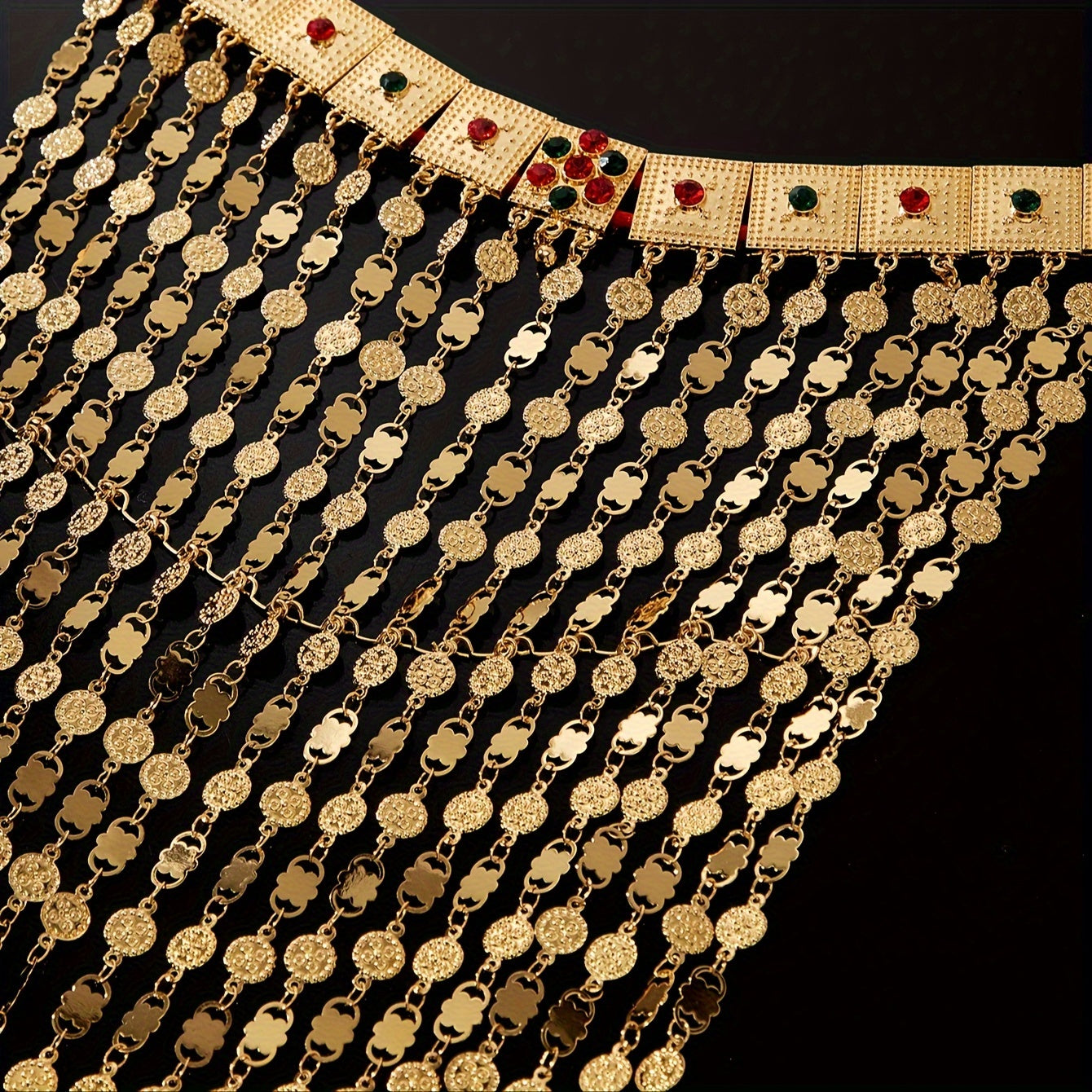 Women's Gold-Plated Arabian Style Jewelry Set Necklace Earrings Bracelet for Everyday and Vacation Wear