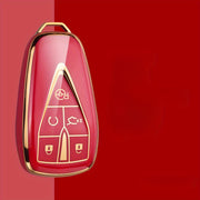 Luxury TPU Car Key Cover for SUV Keycase Blue Gold Smart Start Protector