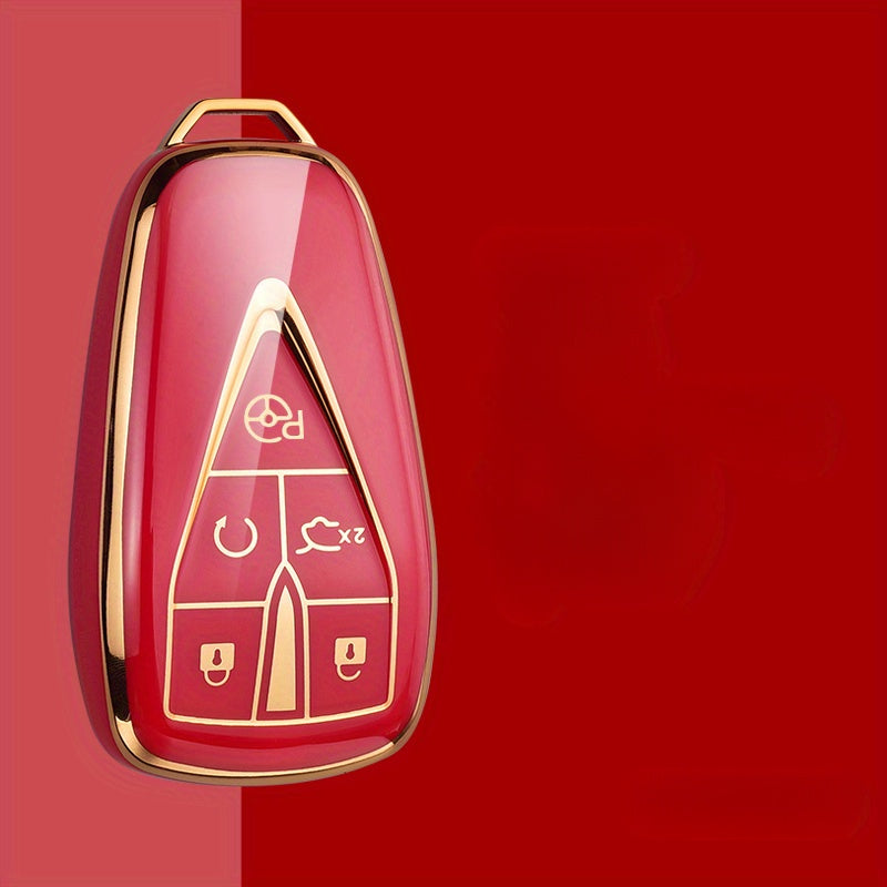 Luxury TPU Car Key Cover for SUV Keycase Blue Gold Smart Start Protector