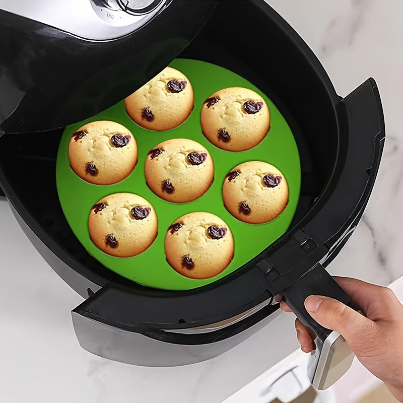 Air Fryer Cake Pan with 7 Cavity Silicone Muffin Mold, 17.98cm Baking Accessory