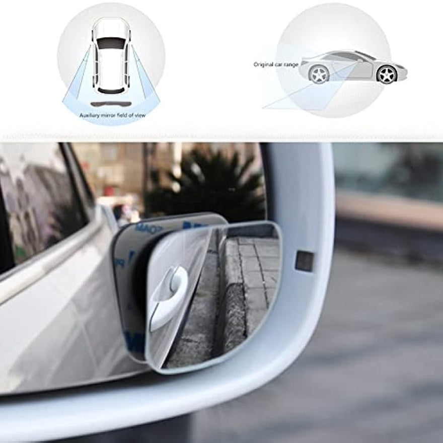 Car Blind Spot Mirrors 360 Degree Adjustable HD Glass Curved Fan Shape 2 Pack