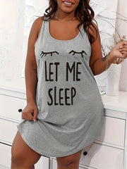 Women's Plus Size Casual Sleep Dress Racer Back Nightdress with Print