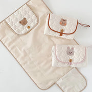 Beige Animal Embroidered Diaper Changing Pad for Babies and Toddlers