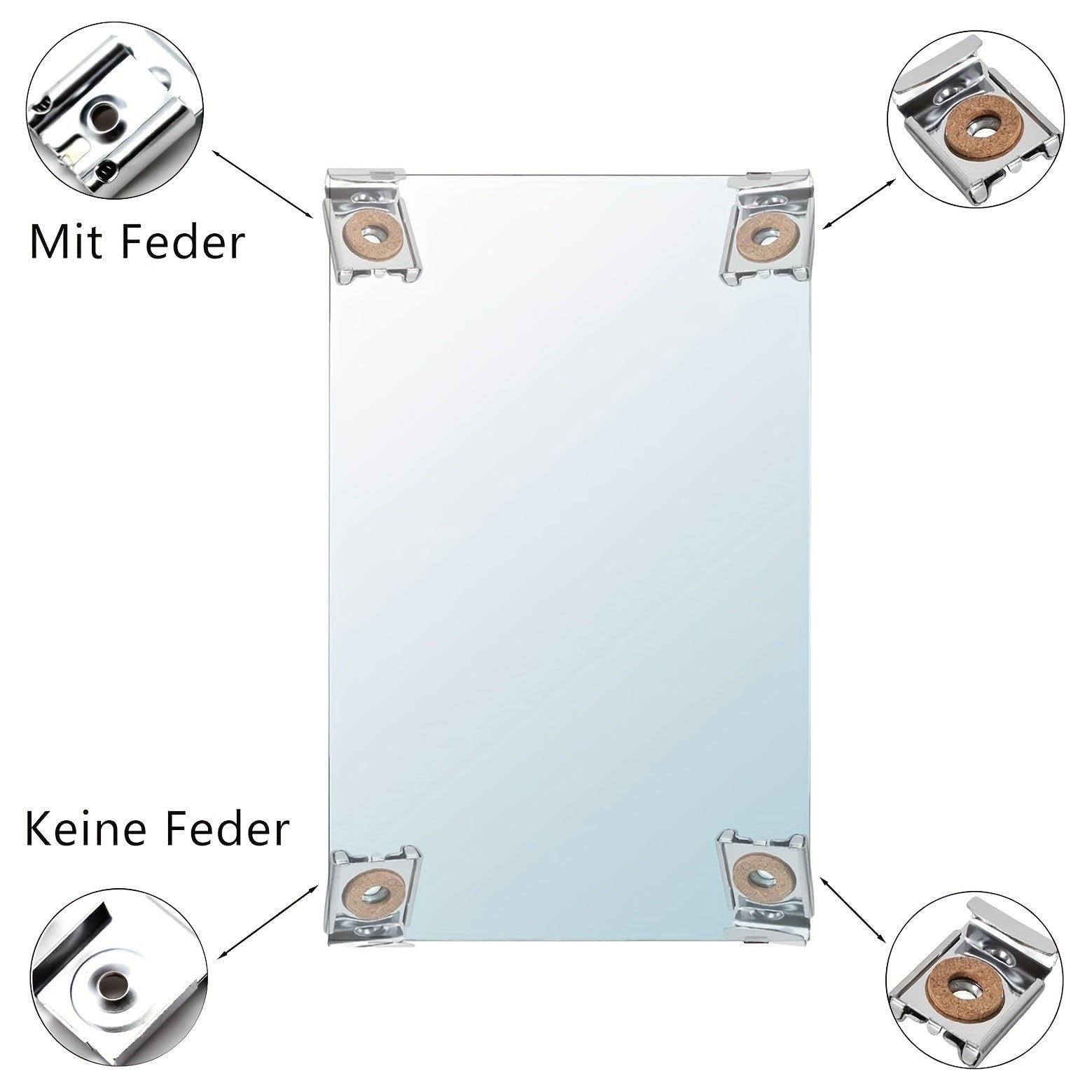 12-Pack Wall Mirror Brackets Heavy-Duty Stainless Steel with Spring Clamps Adjustable Height Wooden Finish