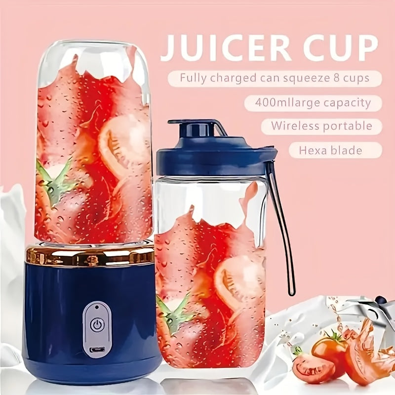 Portable Blender Set with Double Cups USB Rechargeable Ice Crusher for Outdoor Travel