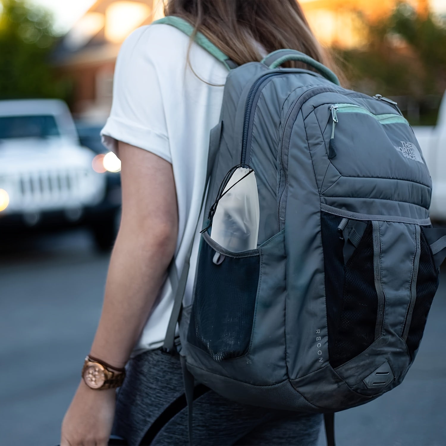 Uniseks suv o'tkazmaydigan mat va shaffof soyabon saqlash sumkasi, tortish uchun ip bilan