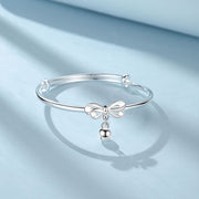 Silver-Plated Bell Bow Bangle for Women Minimalist Jewelry Gift