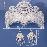 Nikoh tiarasi va sirg'alar to'plami Barok uslubi Rhinestone Zink alloy to'y aksessuarlari