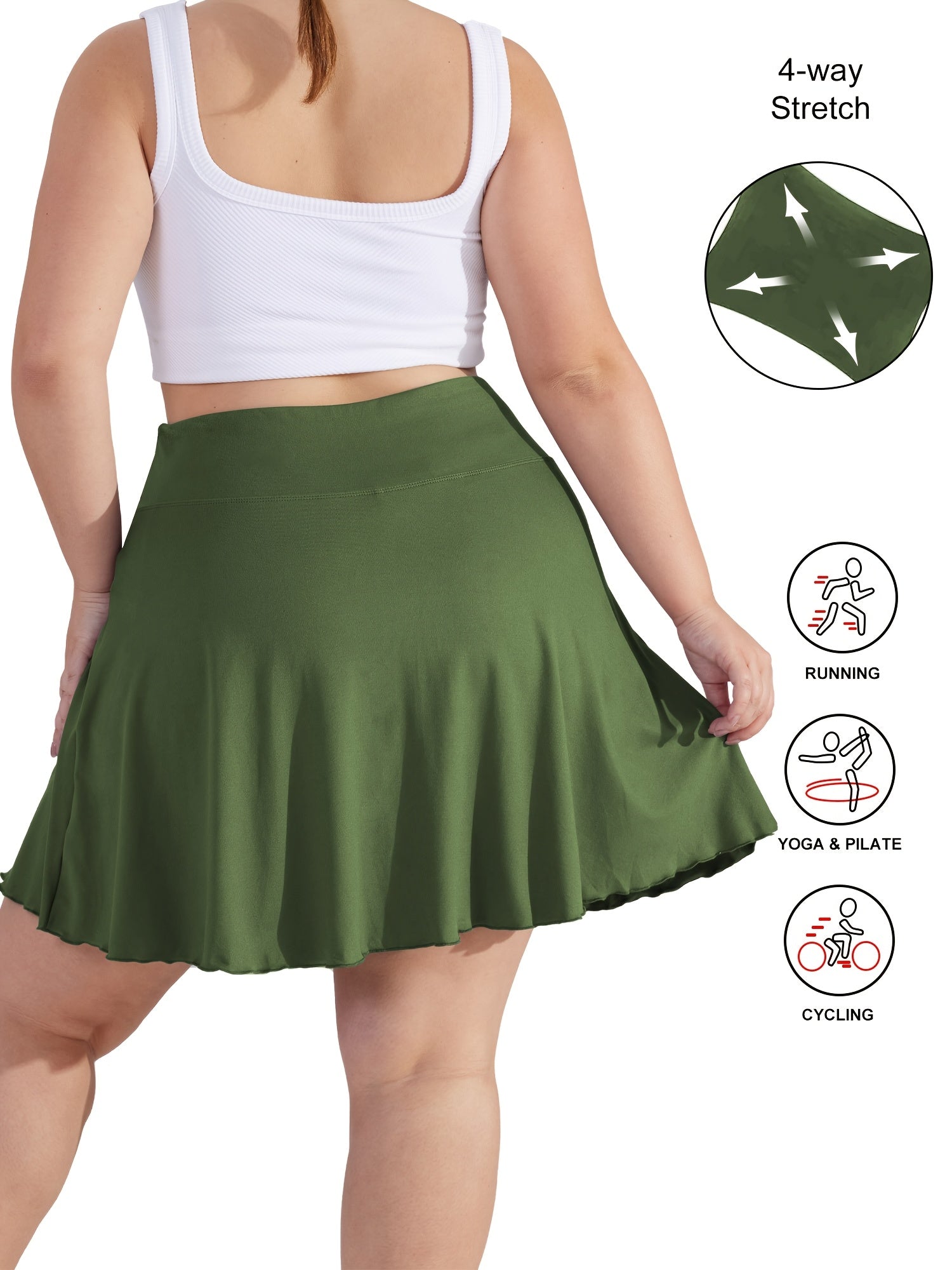 Plus Size Women's High-Waisted Flared Skirt Shorts with Pockets Breathable Summer