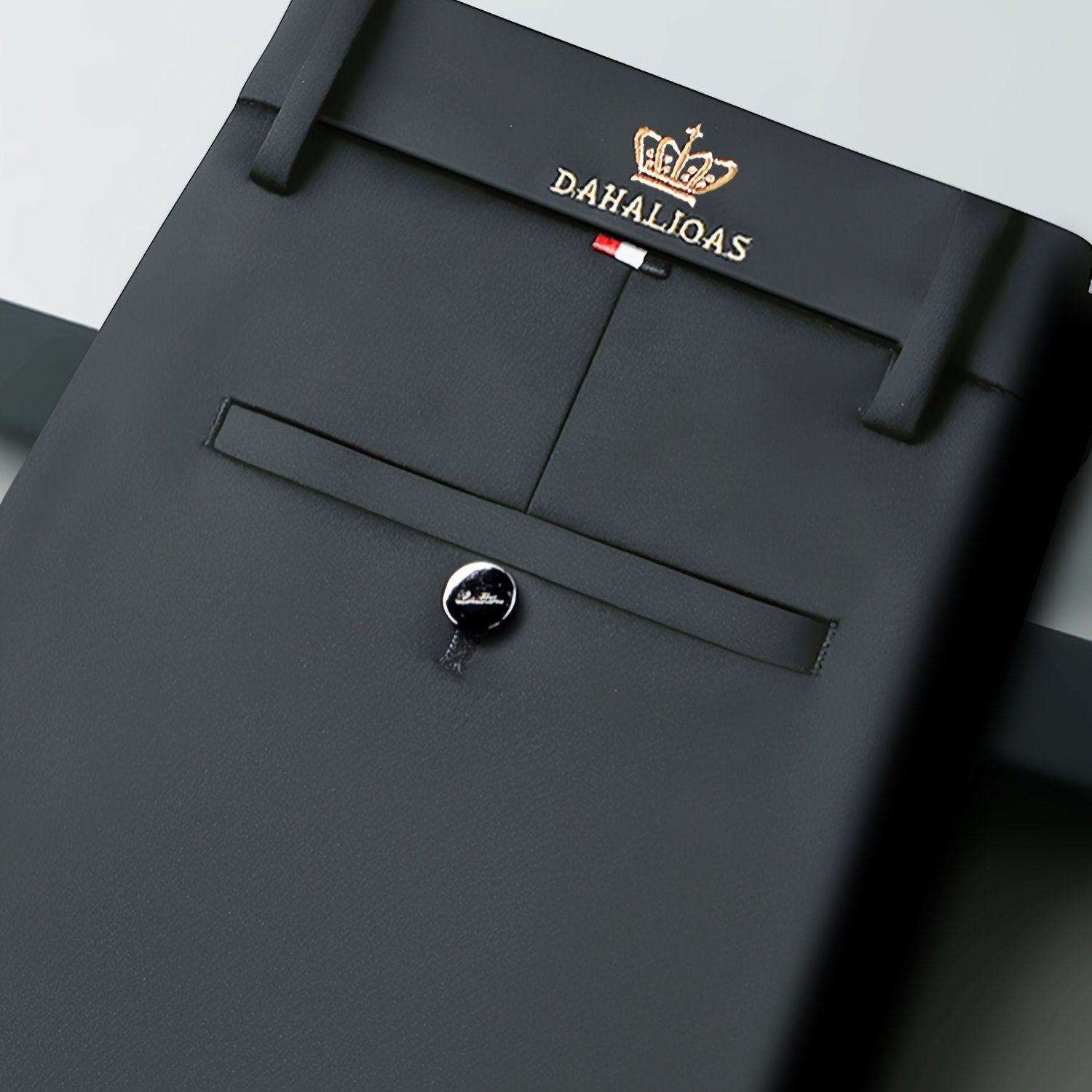 Pantalones de vestir semi-formales negros para hombre, tela elástica resistente a las arrugas, con bordado de insignia, para todas las estaciones, casual de negocios