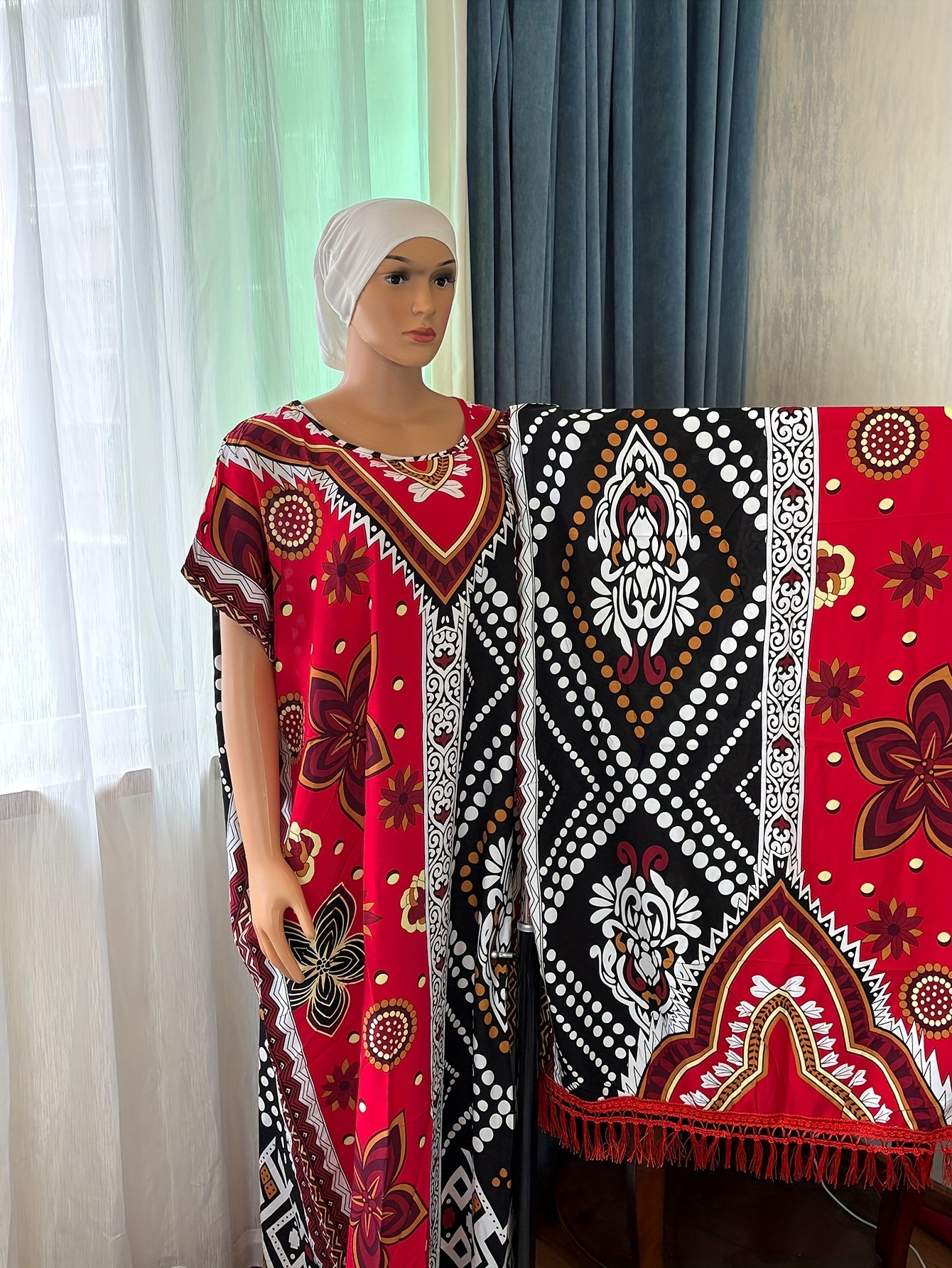 Women Summer Vintage Two-Piece Dress Set Short Sleeve Long Dress