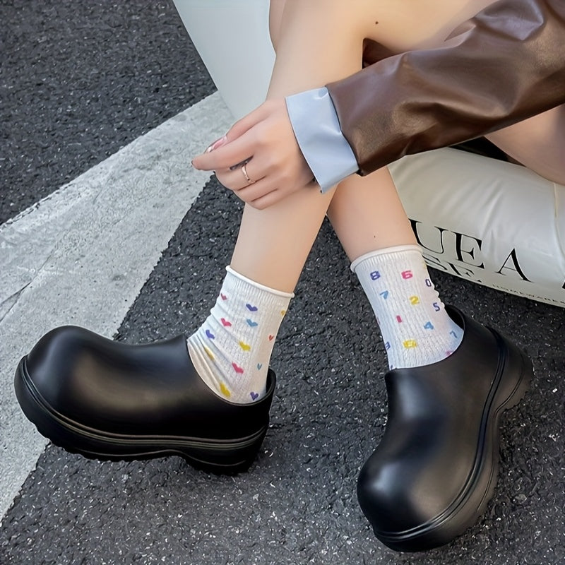 Men Women Waterproof Black Rain Boots EVA Flat Lace-Up All-Season Casual