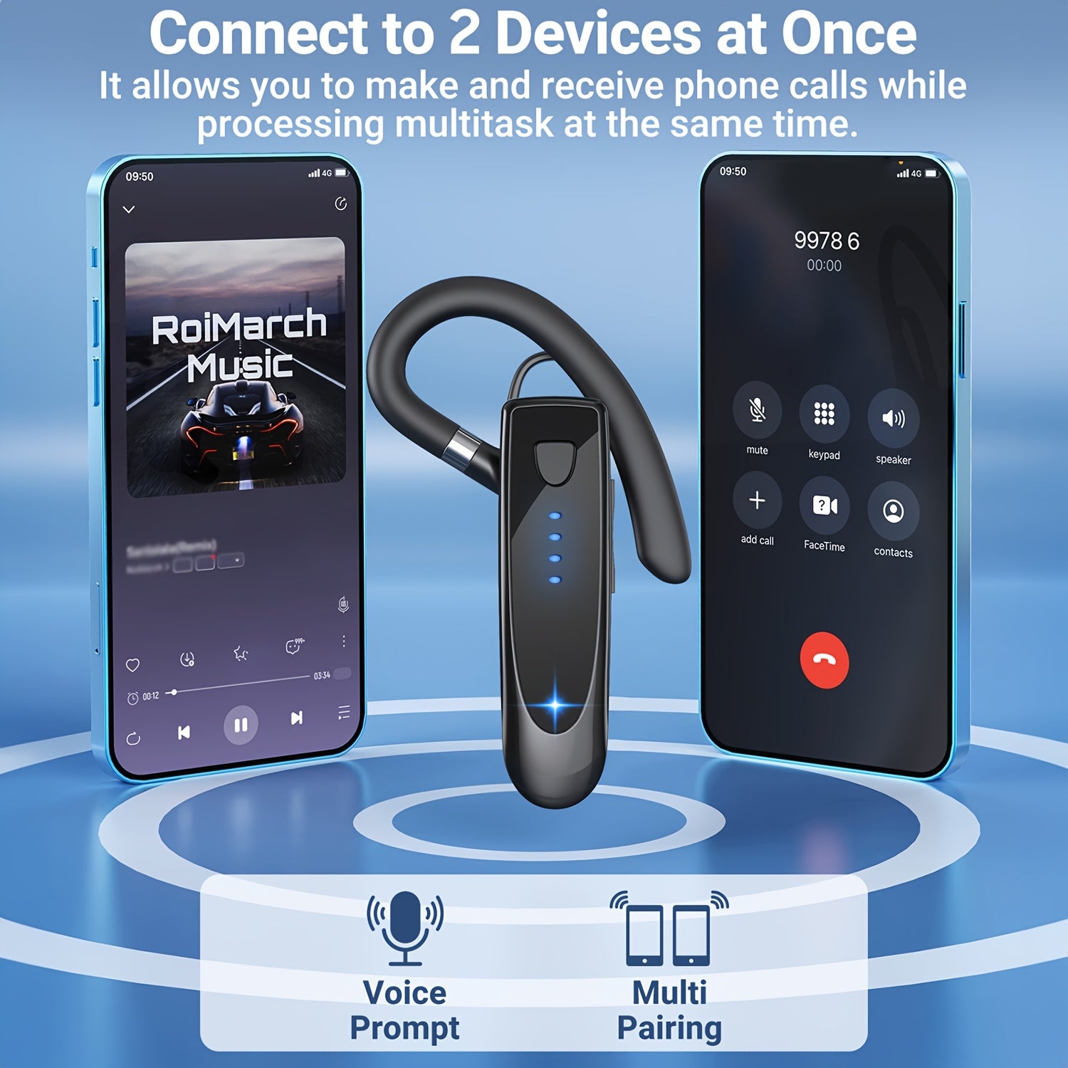 Wireless In-Ear Headset with 29 Hours Music Playback Noise-Isolating Lightweight Dual Connectivity