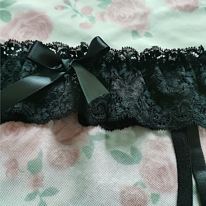 Jozibali ko'rinish uchun dantelli garter ichki kiyim.