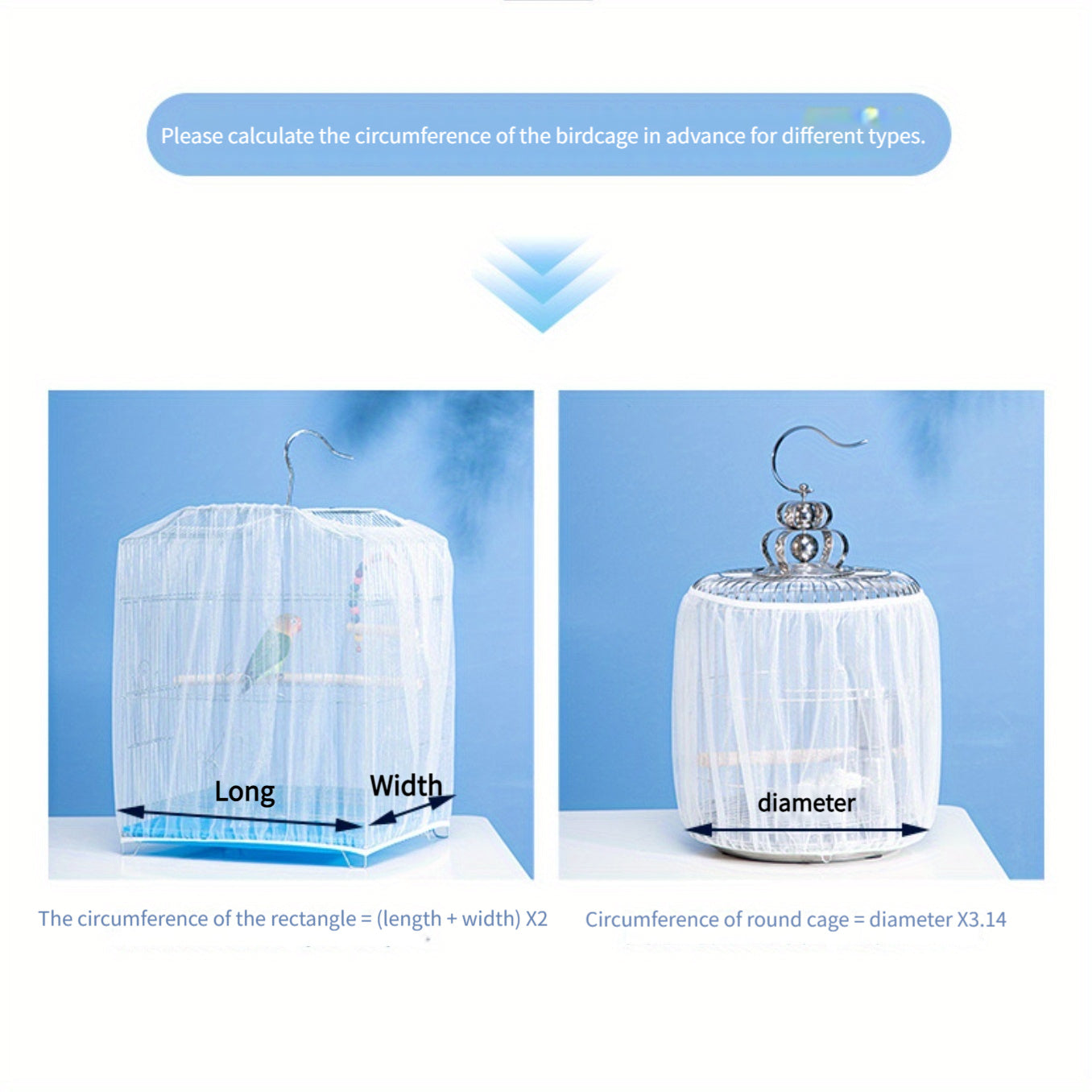 Sturdy Polyester Bird Cage Cover Breathable Mosquito-Proof Splash-Resistant Mesh