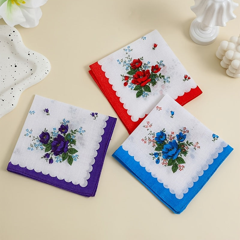 Set of 6 Cotton Handkerchiefs for Men and Women Butterfly and Bird Prints Soft and Absorbent