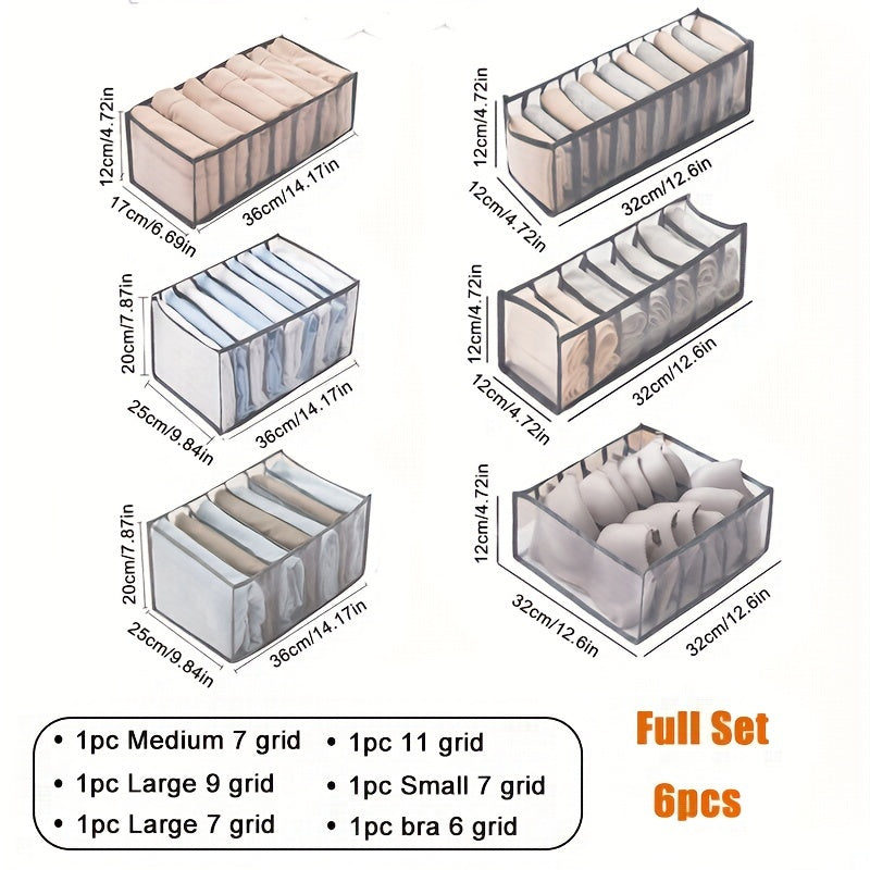 Storage Organizer for Clothes Socks and Underwear with Mesh Bags and Drawer Dividers