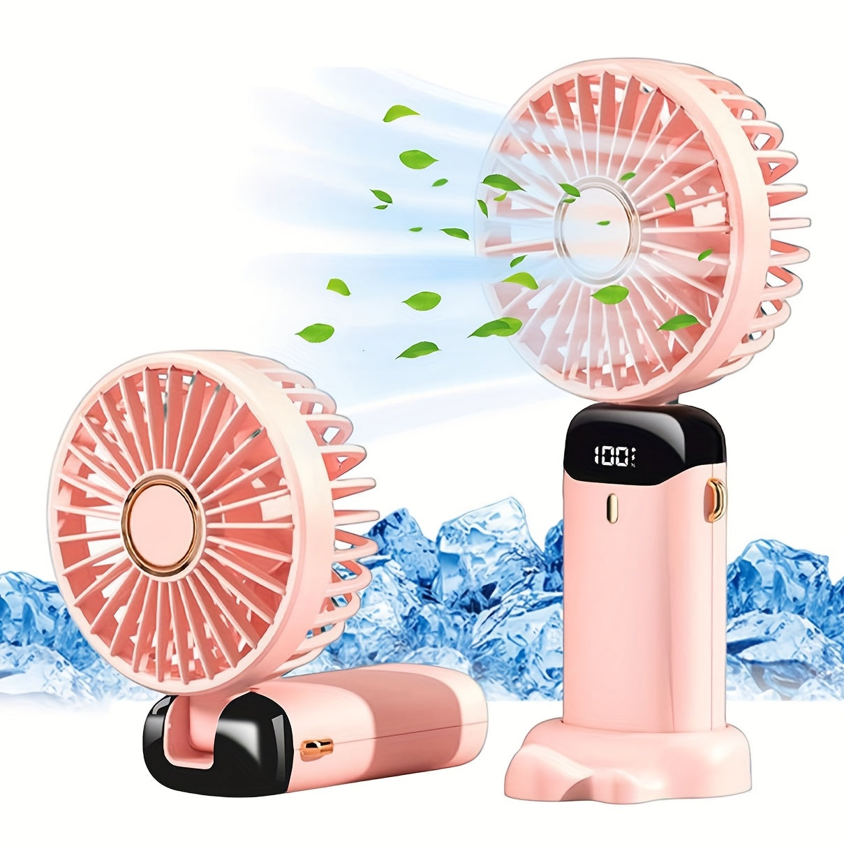 Portable Handheld Fan with Digital Display 5 Speed Adjustable Rechargeable Lithium Battery