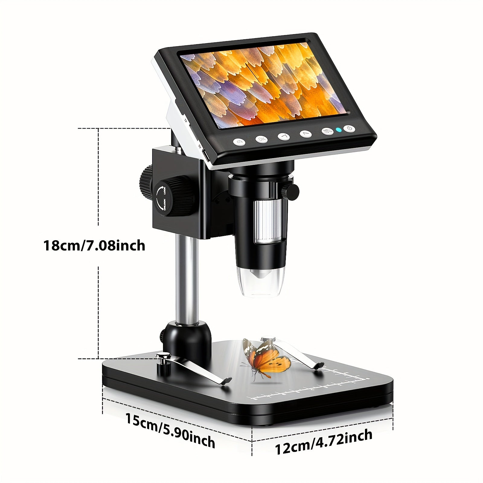 Microscopio digital de 10.92cm, 1000X HD 1080P con 8 LEDs para colección de monedas, compatible con Windows