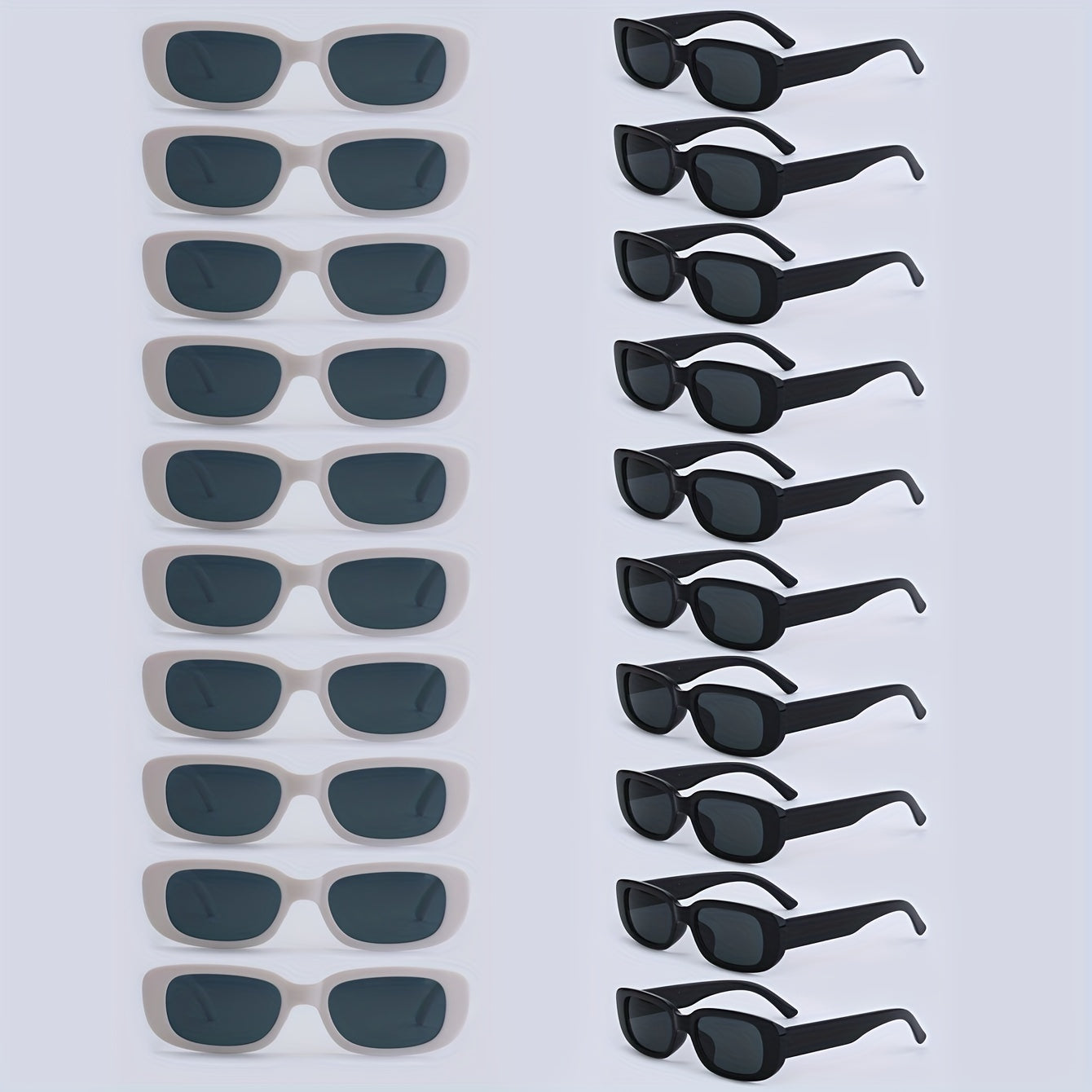20pcs Black and White Square Decorative Glasses Retro Small Frame
