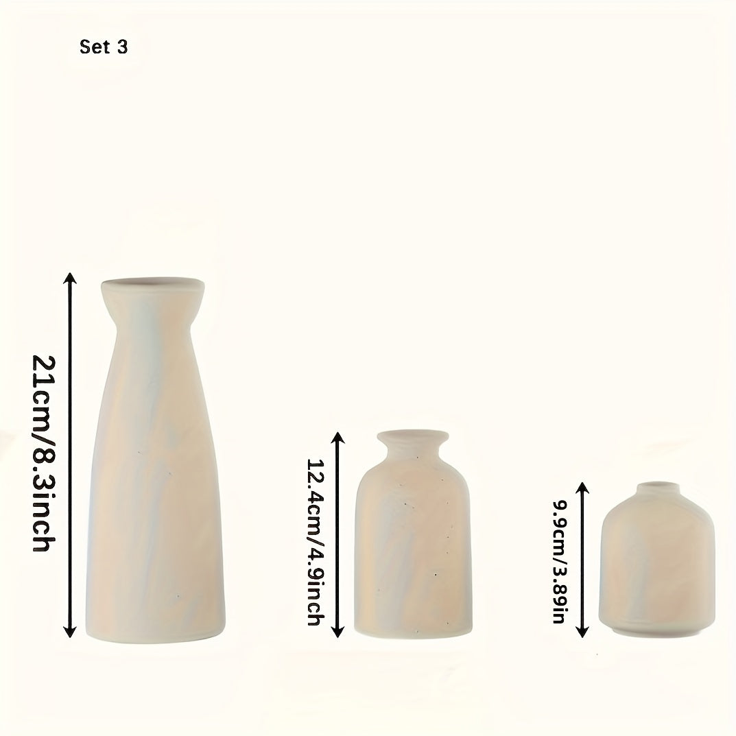 Set of Three Ceramic Vases for Home Decor in Various Sizes