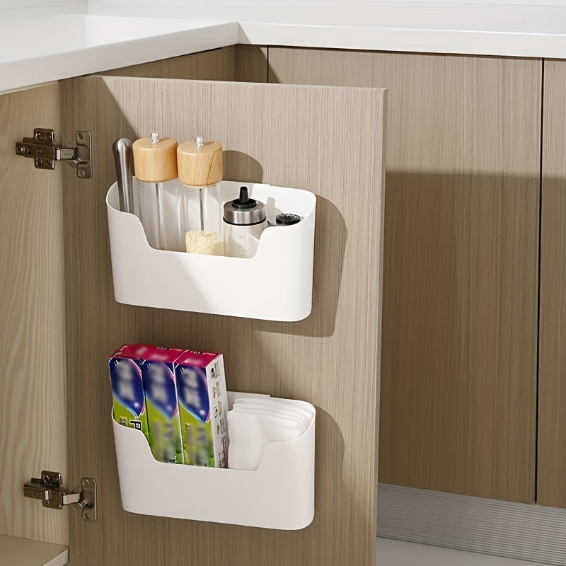 Wall Mounted Storage Organizer No Drill Adhesive Door Mount Kitchen Bathroom Plastic Rack