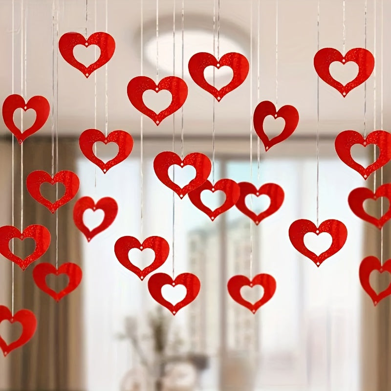 200 Red Heart Sequin Hanging Decorations for Valentine's Day Weddings Parties