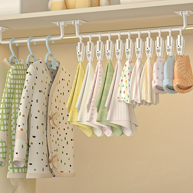 Wall-Mounted Wardrobe Organizer with Adjustable Clips and Hole-Free Installation