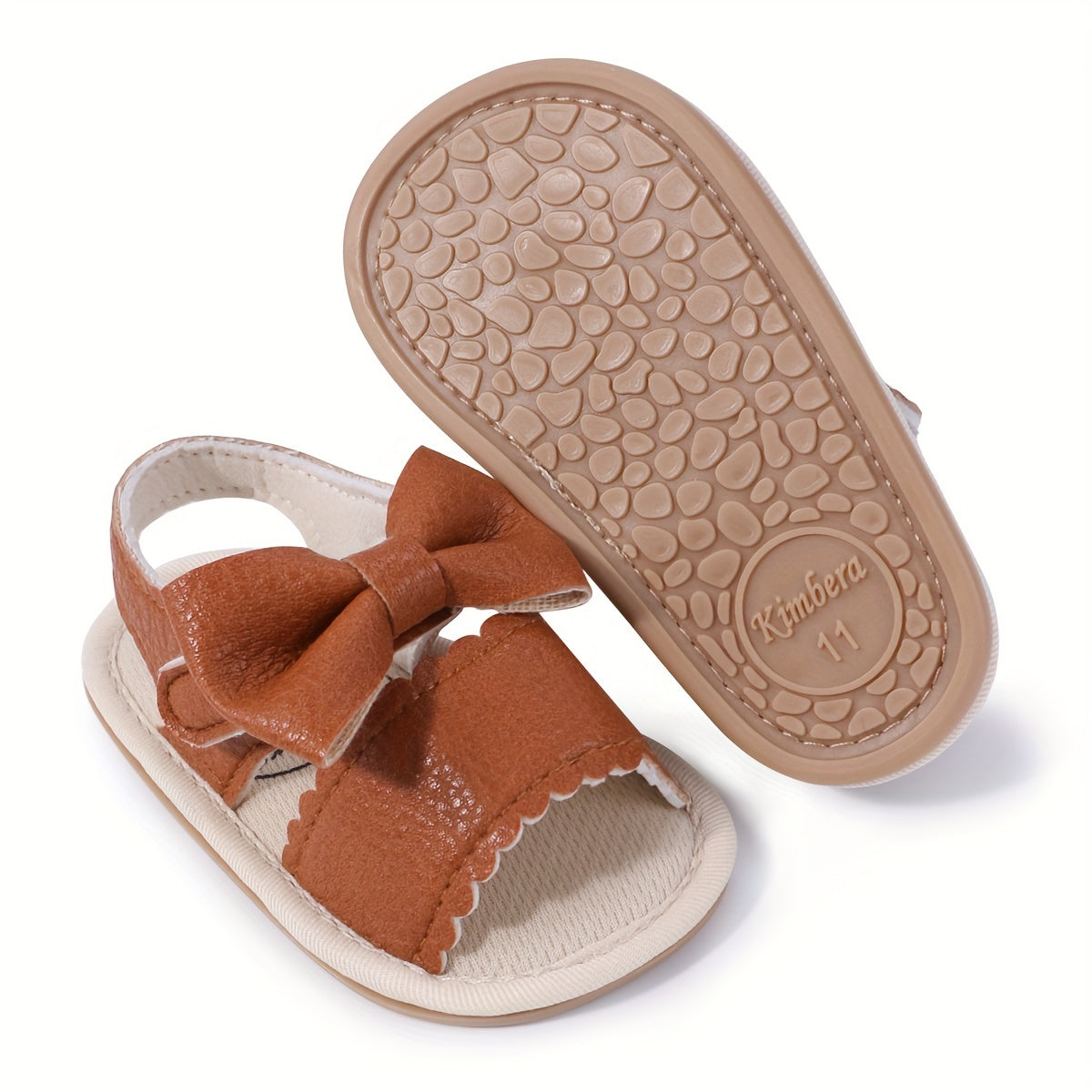 Baby Girl Summer Sandals Open Toe Bowknot Lightweight Breathable Anti-Slip Rubber Sole