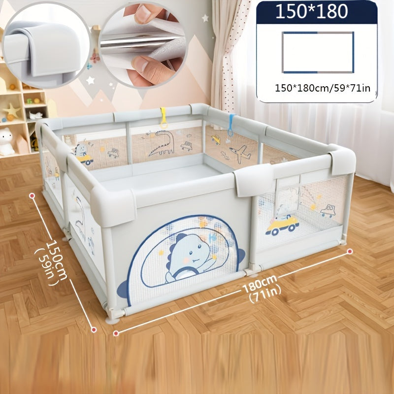 Indoor and Outdoor Playpen with Safety Gate and Non-Slip Bases