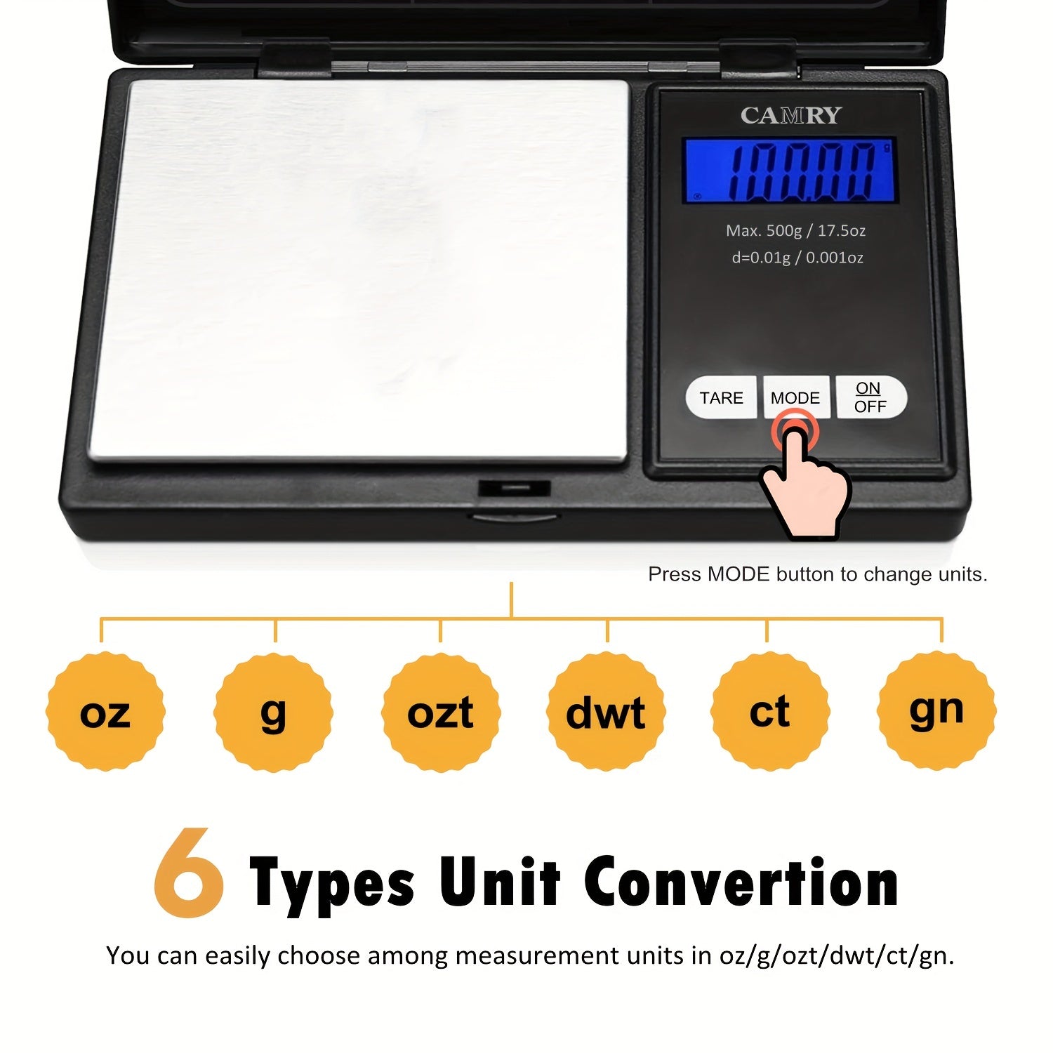 Precision Pocket Scale 0.01g 500g Capacity Food Jewelry Travel Backlit LCD