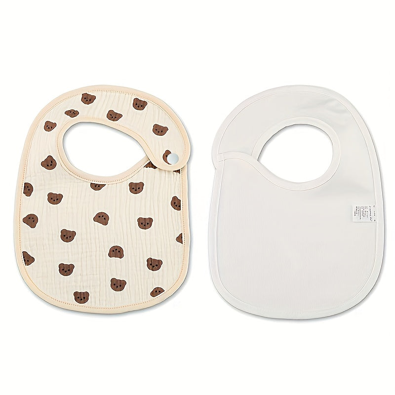 Paquete de 2 baberos en forma de U para bebés, para niños y niñas, de algodón, para dentición y comidas