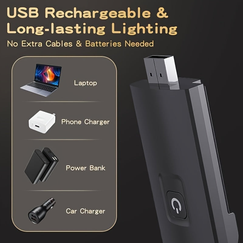 Qayta zaryadlanadigan LED kitob chirog'i, 3 ta yorqinlik darajasi, USB zaryadlash va bosish tugmasi bilan boshqarish. Devorga o'rnatiladigan, yotoqxona, mashina, yotoq uchun portativ o'qish lampasi. Litiy batareyasi bilan ishlaydi. Bir rangda.